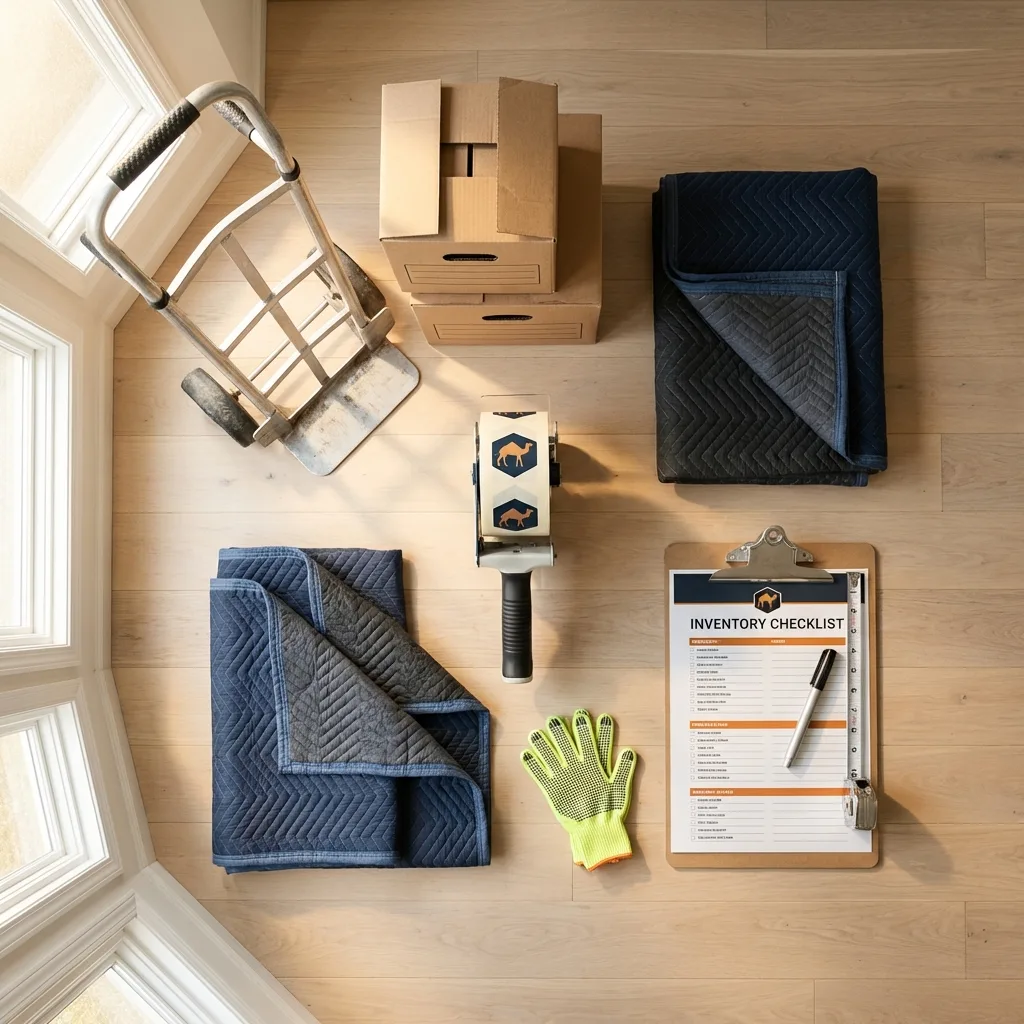 Professional moving supplies and packing materials layout for Cape May Court House residential relocations